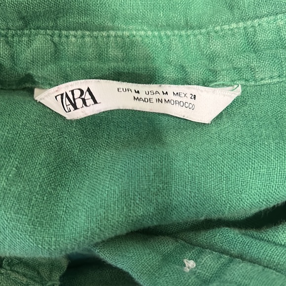 Zara Kelly Green Linen Pocket Cropped Blouse - M - Picture 11 of 14